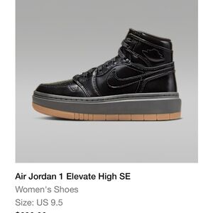 Nike Air Jordan 1 Elevate High SE patent leather Black Sneakers with Gum Sole